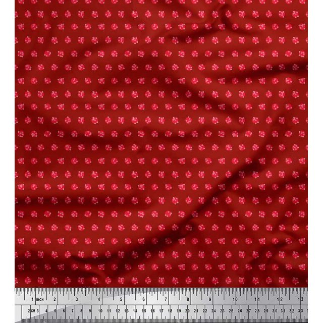 Soimoi Poly Georgette Fabric Dots Shirting Print Fabric by Yard 52 Inch Wide