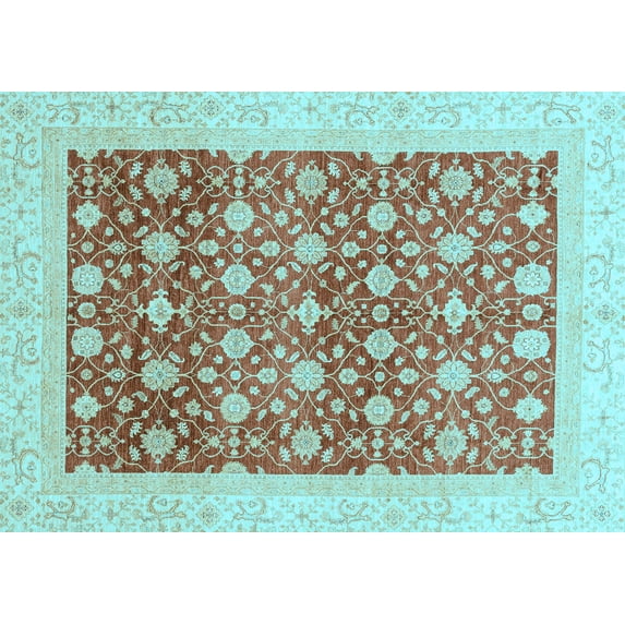 Ahgly Company Indoor Rectangle Oriental Light Blue Modern Area Rugs, 4' x 6'