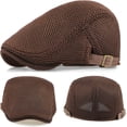 thumbnail image 2 of 2 Pack Men's Breathable Mesh Ivy Cap - Adjustable Newsboy Beret Hat for Driving, Hunting & Outdoor Activities, Irish Cabbie Style Hat, 2 of 7