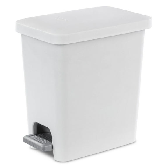 Sterilite Corbeille à déchets Rectangulaire StepOn 10,2L- Blanc