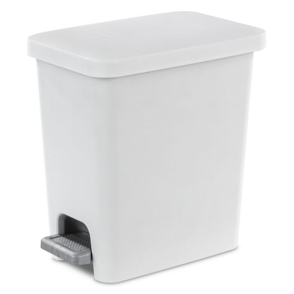 Sterilite 10.2 L Rectangular Step-on Wastebasket- White