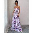 thumbnail image 3 of Multicolor 2 Floral Print Strapless Ruched Waist A-Line Maxi Dress For Women, 3 of 6