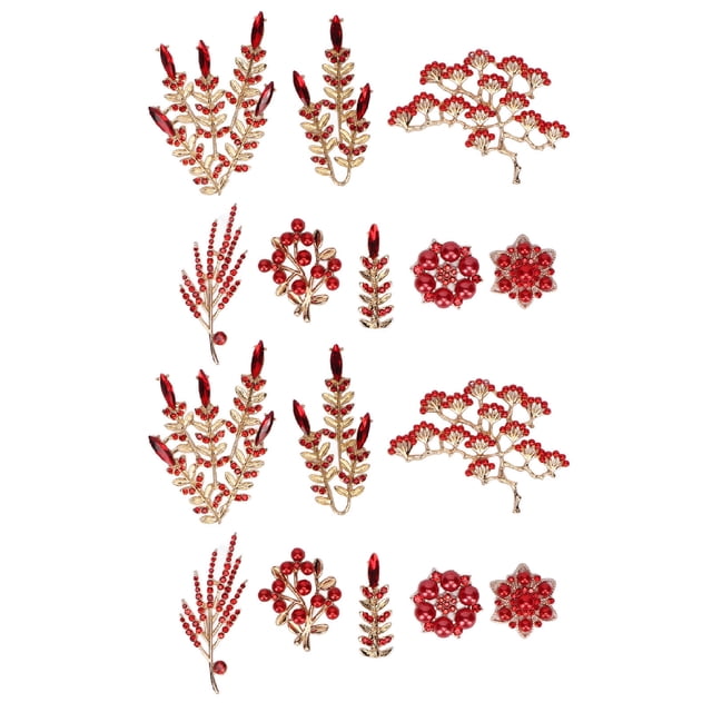 16 Uds. Adornos de perlas de diamante botones de flores colgantes de aleación fabricación de joyas boda DIY ropa zapatos coser manualidades rojo