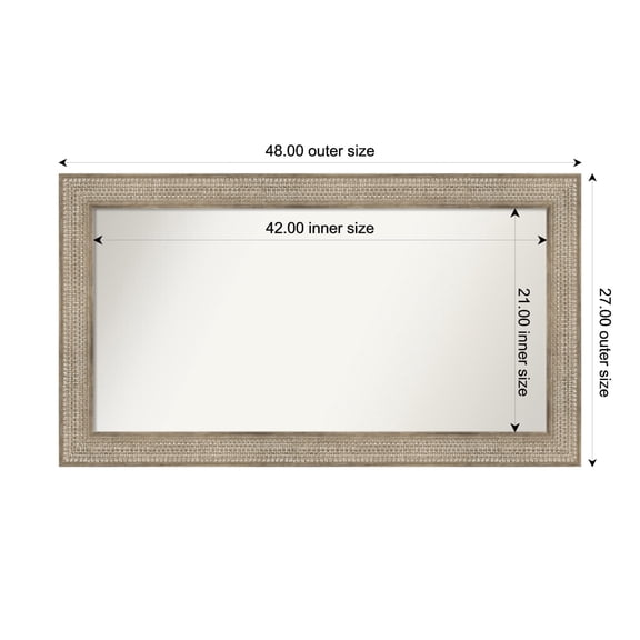 Amanti Art Custom Wall and Bathroom Mirror (27 x 48 in.), Trellis Silver Frame