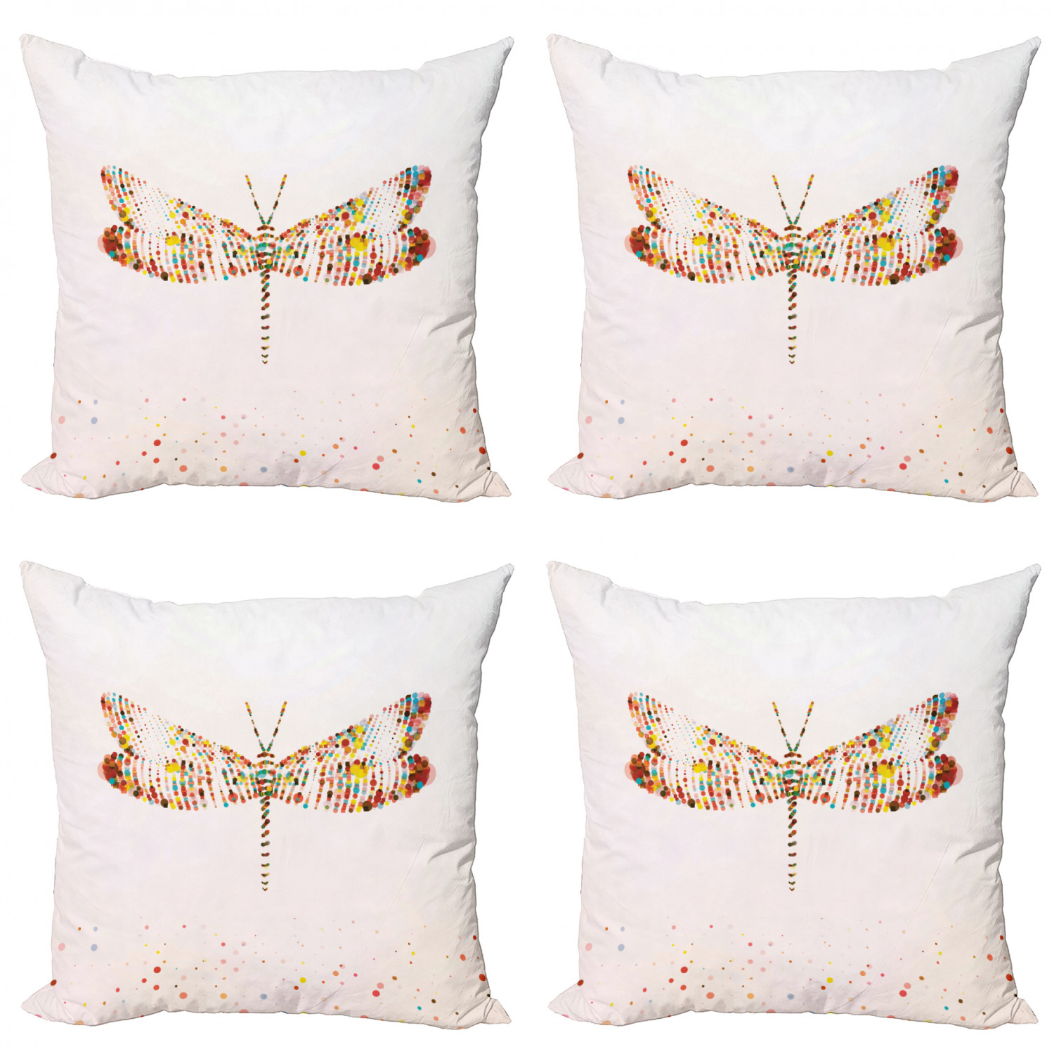 Dragonfly Throw Pillow Cushion Case Pack of 4, Majestic Dragonfly Shape
