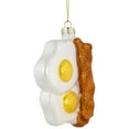 thumbnail image 3 of 3.75" Eggs and Bacon Glittered Glass Christmas Hanging Ornament, 3 of 6