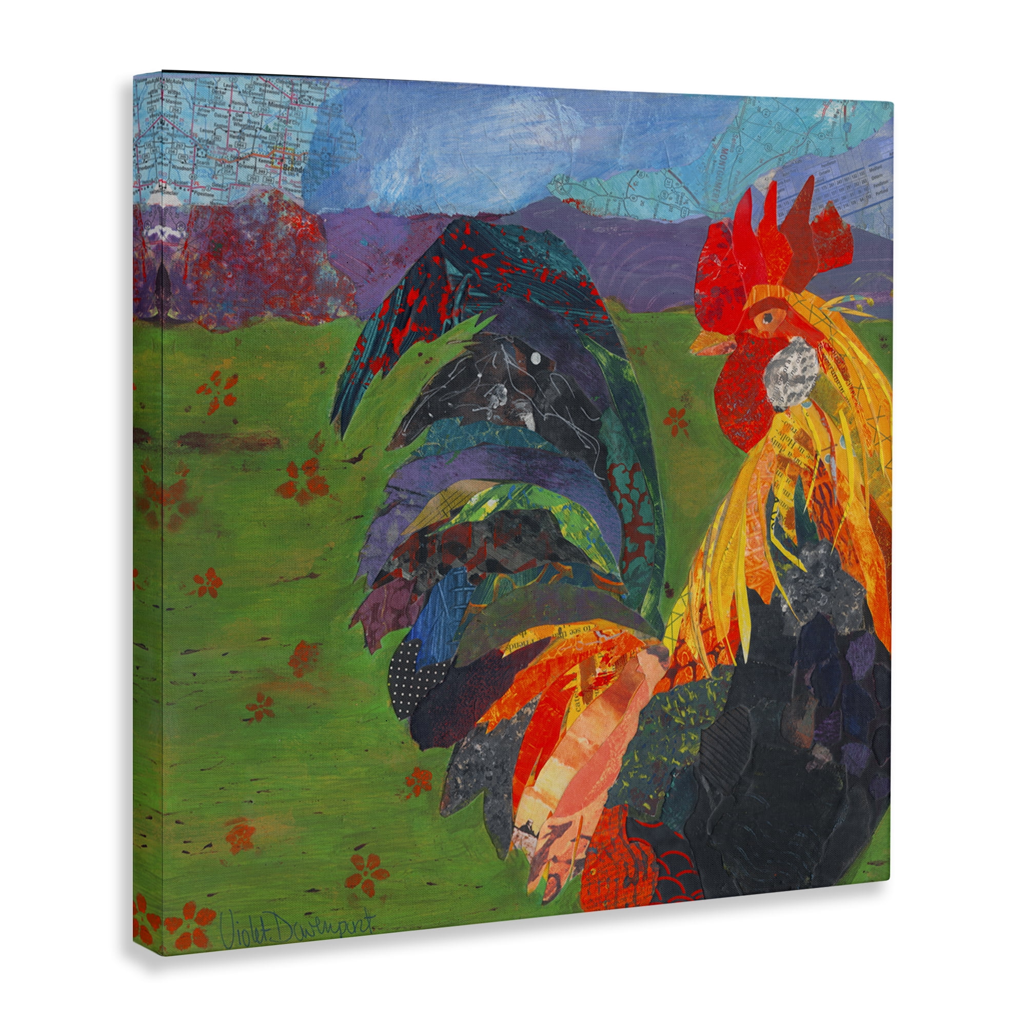 Stupell Industries Expressive Farm Rooster Animals Painting Wrapped Canvas Art Print Wall Art, 30 x 30