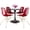 Transparent Red, variant on LeisureMod 5-Piece Dining Set with 35" Round MDF Top Table with Black Iron Base and 4 ABS Plastic Side Chair with Gold Eiffel Design for Modern Home Bristol Collection in Transparent Black