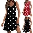 thumbnail image 7 of Lovskoo Summer Dresses for Women 2024 Beach Loose V Neck Sleeveless Mini Dress Polka Dot Casual Sundress with Pockets Boho Floral T-Shirts Dress Tank Dresses Black L, 7 of 7