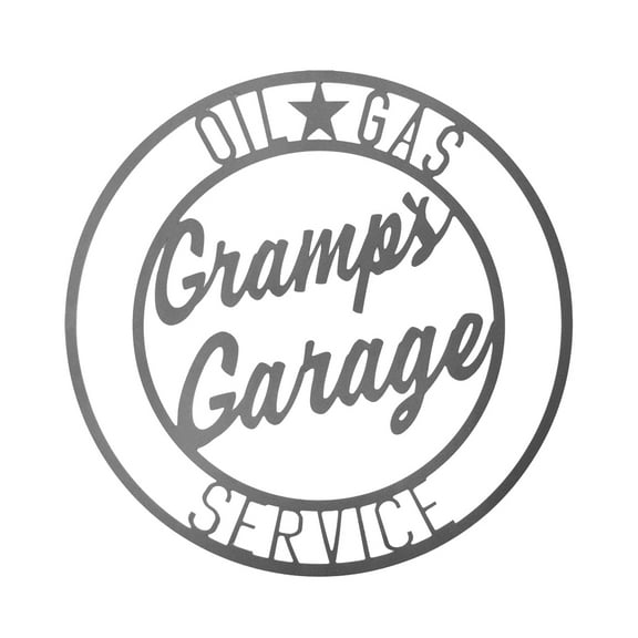 Rusted Orange Metal Gramp's Garage Vintage Circle Sign