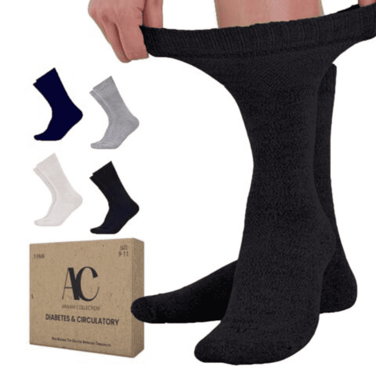 3, 6, Or 12 Pairs Grey Cotton Crew Diabetic Socks – Cushioned Health & Circulatory Socks 10 thumbnail image