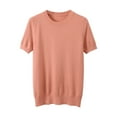 thumbnail image 5 of Arlun Women's Short Sleeve V-Neck Sweaters Casual Lightweight Solid Color Knit Sweater Soft Comfortable Base Layer Pullover Tops Pink3 L, 5 of 5