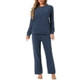thumbnail image 2 of INSPIRE CHIC Women's Sweatsuits 2 Piece Outfit Fuzzy Flannel Lounge Sets Sweater Pants Pajama Sets 2XL Deep Blue, 2 of 6