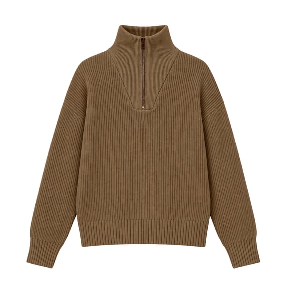 Arshiner Girls Half Zip Turtleneck Sweatshirt Chunky Knit Drop Shoulder Loose‑Fit Quarter Zip Long Sleeve Pullover Sweater | Casual Warm Fall Winter Fashion Clothes for Teen Girls for 7-16 Years