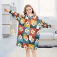thumbnail image 5 of FORMRS Wearable Blanket Hoodie with Sleeves for Kids Cozy Flannel Sweatshirt, Yellow Checkered Daisy, 5 of 7