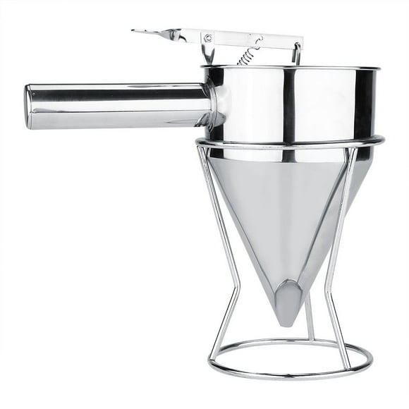 DEWIN Funnel Dispenser, Stainless Steel Baking Piston Funnel Confectionery Funnel with Rack for Kitchen, Cake Desserts Cooking Tool