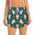 thumbnail image 4 of Lsque Cute Shiba Printed Women's Running Shorts with Liner Pockets,Elastic Quick Dry Workout Athletic Gym Yoga Shorts,Womens High Waist Shorts-XX-Large, 4 of 9