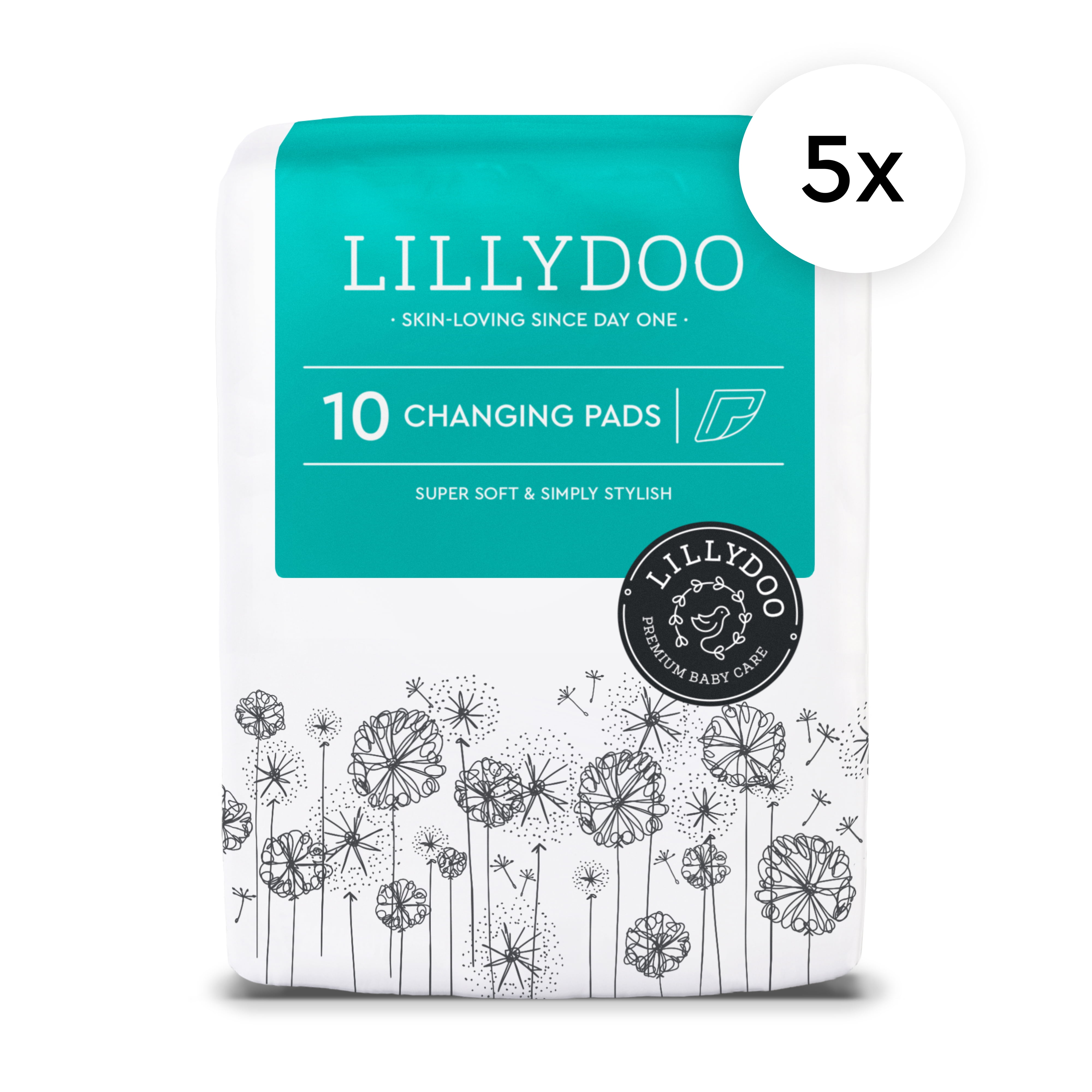 LILLYDOO Disposable Baby Changing Pads Liners Super Soft 50 Count 23,6" x 23,6"