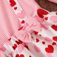 thumbnail image 4 of Girls Valentine's Day Dress Heart Print Long Sleeve Ruffle Top Suspender Skirt Kids Little Girl Pink Outfit 2-9 Years,Size 5-6 T, 4 of 7