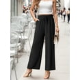 thumbnail image 2 of GIRUNS Women's Wide Leg Pants High Waist Adjustable Knot Casual Loose Trousers With Pockets Business Work Casual Pants Black L, 2 of 6
