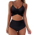 thumbnail image 2 of Traje De Baño De Mujer Traje De Baño De Dos Piezas De Cintura Alta Con Estampado Cruzado Likrtyny Mujer, 2 of 4