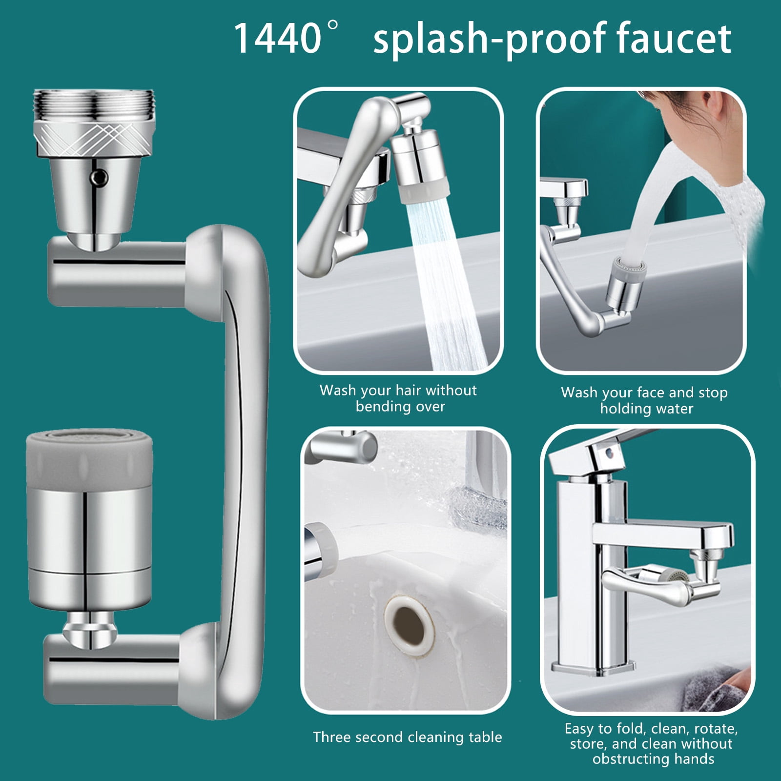 1440 Degree Universal Extension Faucet Washbasin Tap Splash Aerator Splash Filter Faucet Faucet Adaptor Rotary Robot Arm Faucets ,Water Saving