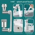thumbnail image 6 of 1440 Degree Universal Extension Faucet Washbasin Tap Splash Aerator Splash Filter Faucet Faucet Adaptor Rotary Robot Arm Faucets ,Water Saving, 6 of 7