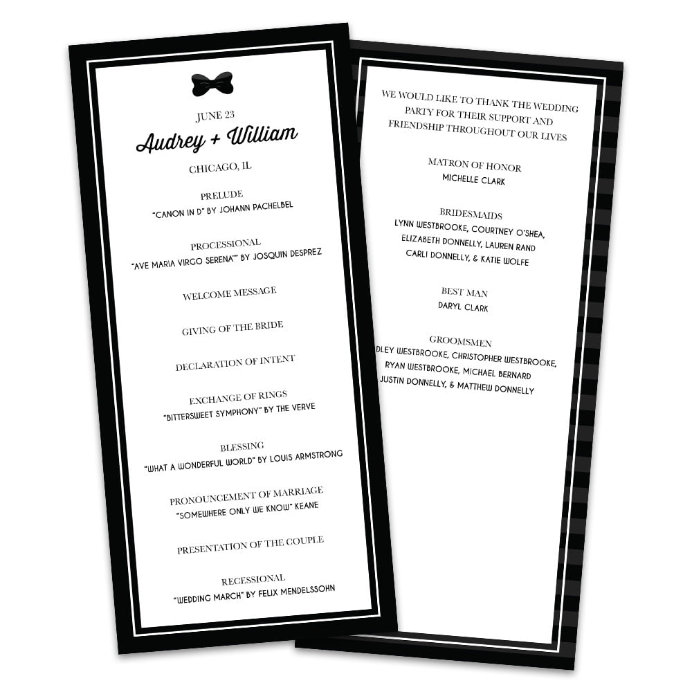 Personalized Classic Bow Tie Wedding Program - Walmart.com - Walmart.com