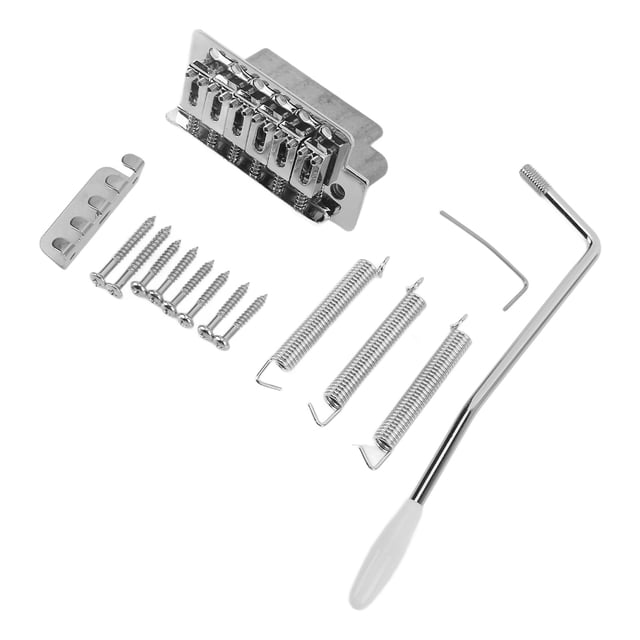 Guitar Tremolo Bridge Set, 6 String Wide Application Easy Installation Electric Guitar Bridge Metal for Replacement Silver,Black