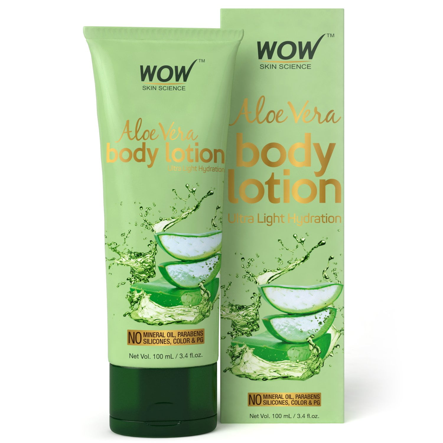 WOW Aloe Vera Body Lotion (Ultra Light Hydration) for Dry Skin 100ml