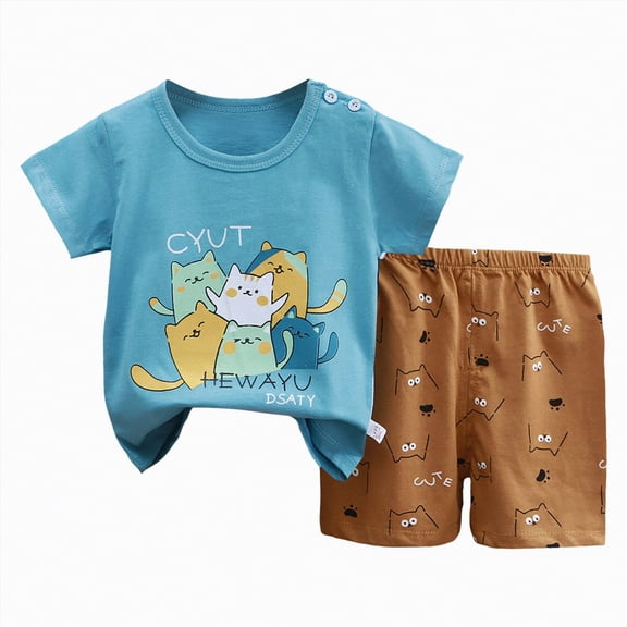 Boy Clothes Baby Summer Kids Cotton Round Neck Printed Short-sleeved Basketball 12 18 24 Month 3T 4T 5T T-Shirt   Shorts Boys Pajamas Tops 2-Piece Set