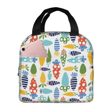 Insulated Lunch Bag for Women Men - Colorful Carrot Leakproof Cooler Lunch Box for Women Men  Lunch Tote Bags for Work School Picnic Travel