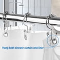 thumbnail image 2 of Shower Curtain Hooks Rings, Double Sided Shower Curtain Hooks, Stainless Steel Shower Hooks Rust Proof for Bathroom Shower Curtain Rod Curtains, Free Gliding, Silver, Set of 12, 2 of 7