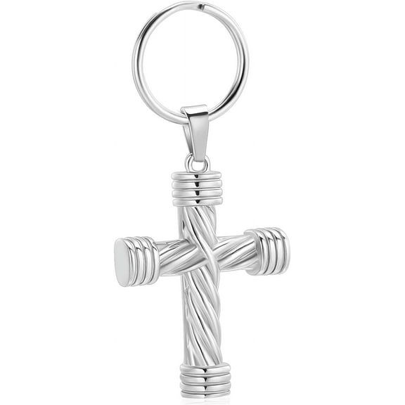 Cross Urn Keychain for Ashes Cross Ash Keychain Memorial Cremation Keychain for Men Stainless Steel Cremation Jewelry for Ashes
