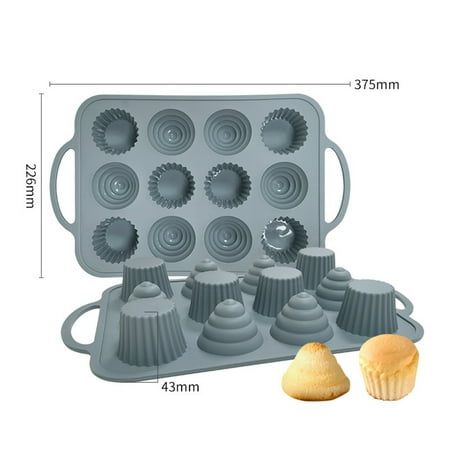 

12 Cups Cake Silicone Stencil with Handle Reusable Baking Cups for Tart Muffin