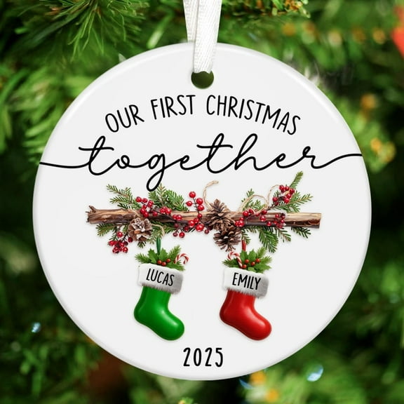 Personalized Couple First Christmas Ornament, Custom Anniversary Ornament, Newlywed Gift