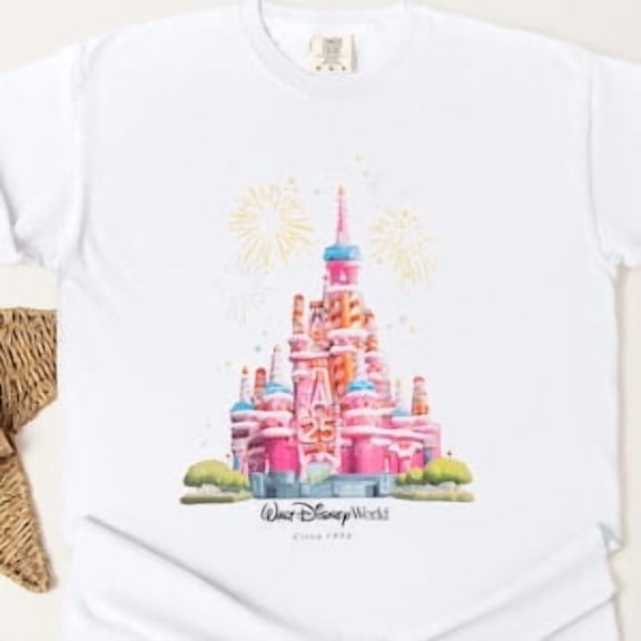 Disney Castle 25th Anniversary T-Shirt - Fireworks & Celebration Design, Comfy Vacation Shirt, Magic Kingdom Inspired