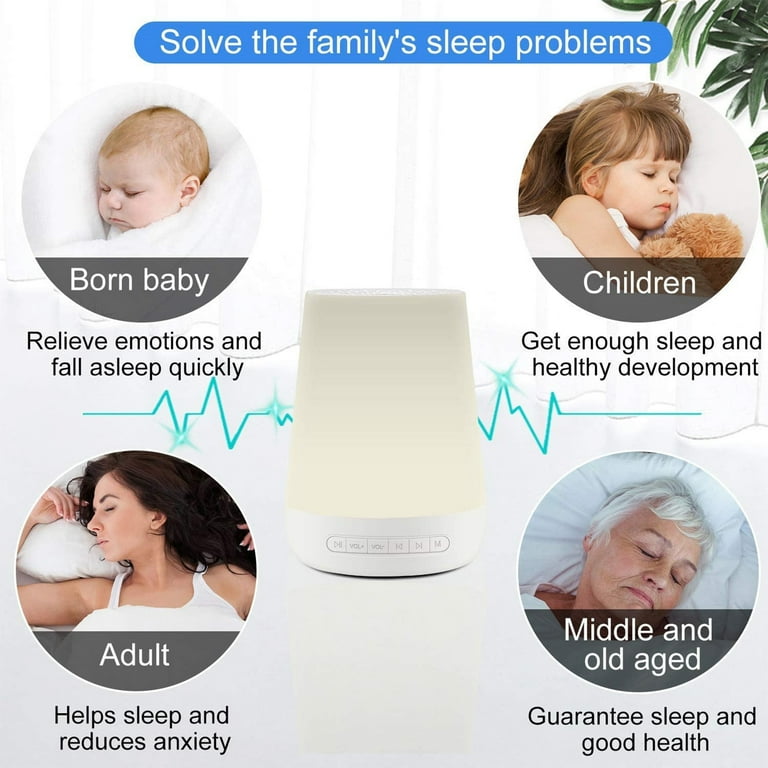  BABYMUST Baby White Noise Machine, Sound Machine with Night  Light for Baby Sleeping, 34 Soothing Sounds, App Remote Control, Set Wake  up & Sleep Schedule, Timer, Rechargeable, Portable for Travel 