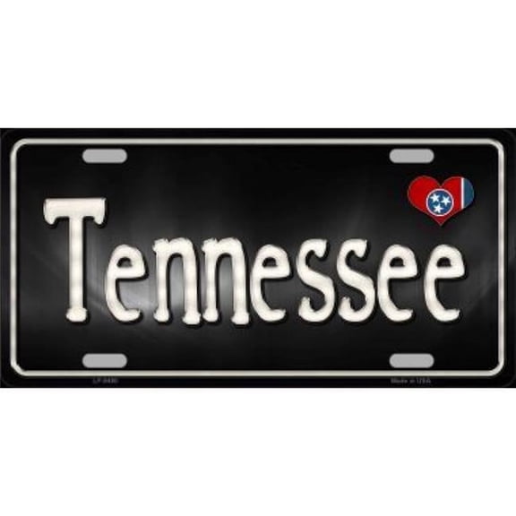 Tennessee Flag Script Metal License Plate