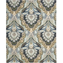 SAFAVIEH Wyndham Eglantine Damask Wool Area Rug, Blue/Multi, 10' x 14'