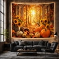 thumbnail image 6 of Pumpkins & Sunflowers in an Arched Forest Window, Cozy Rustic for Nature Lovers, Autumn Harvest Wall Art, Thanksgiving Gift, Tapestry Wall Hanging for Bedroom and Living Room, 6 of 7