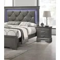 thumbnail image 7 of Glamorous Gray Queen Size 3Pc Bedroom Set Panel Bed w LED Unique Tufted HB Nightstands Wooden Furniture, 7 of 7