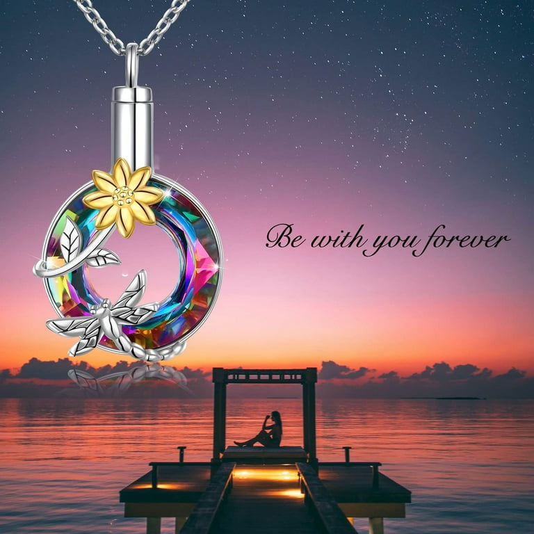 SJENERT Dragonfly Sunflower Cremation Jewelry Urn Necklace For Ashes Memorial Keepsake Necklaces Pendant Blue 20 Walmart