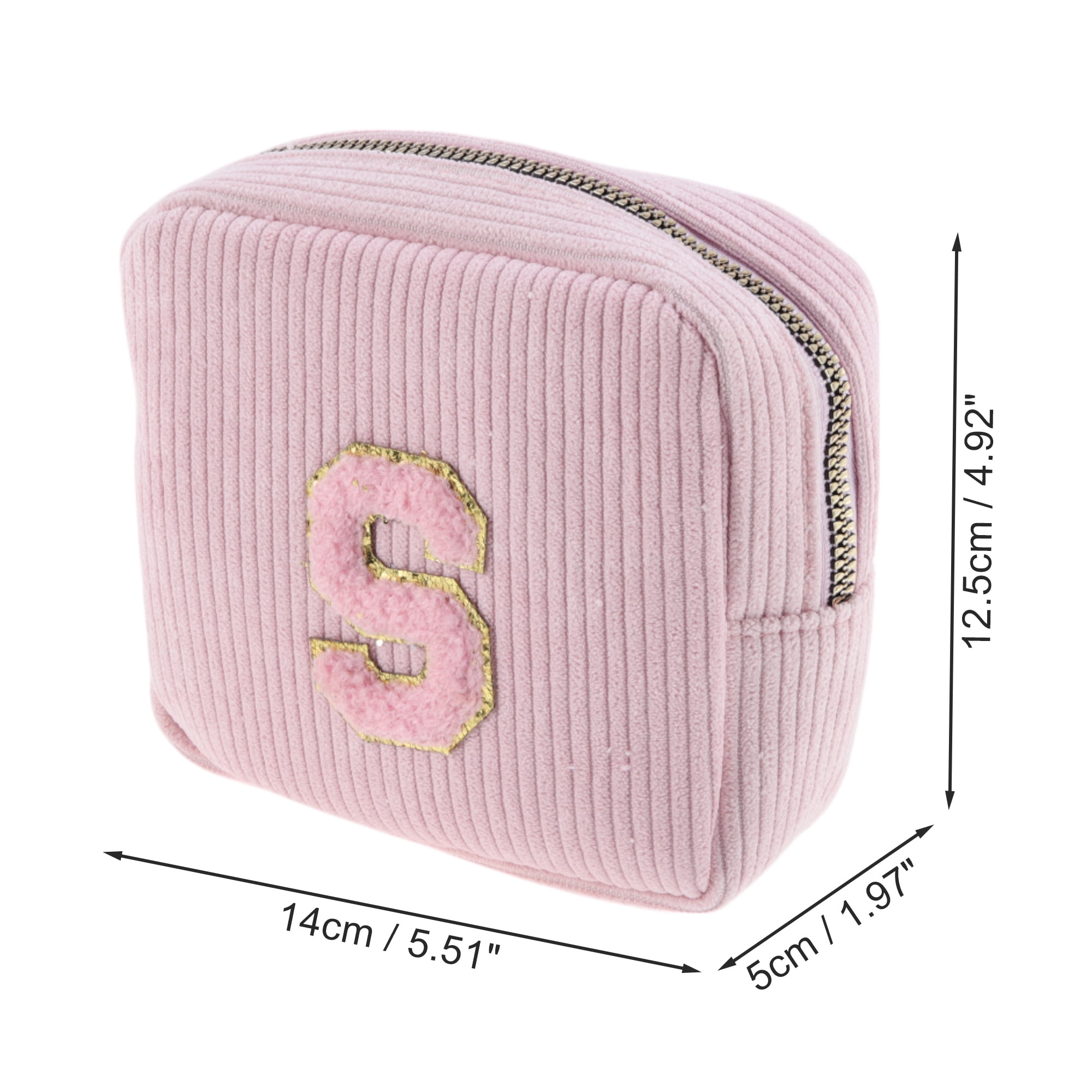 Unique Bargains 1 Pc Letter S Pattern Makeup Bag for Travel and Everyday Use Pink