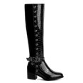 thumbnail image 2 of Ferwind Women's Long Boots Two-Tone Contrast Perforated Stud Accents Adult Black  9.5, 2 of 8