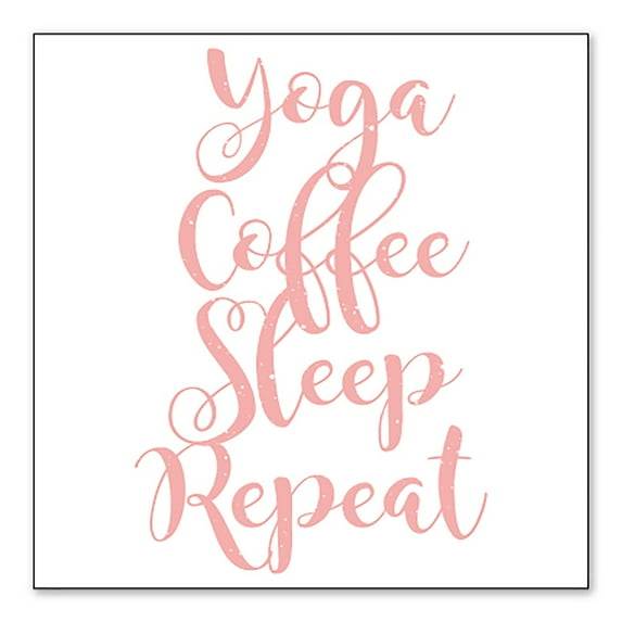 DistinctInk Custom Bumper Sticker - 4" x 4" Decorative Decal - White Background - Yoga Coffee Sleep Repeat