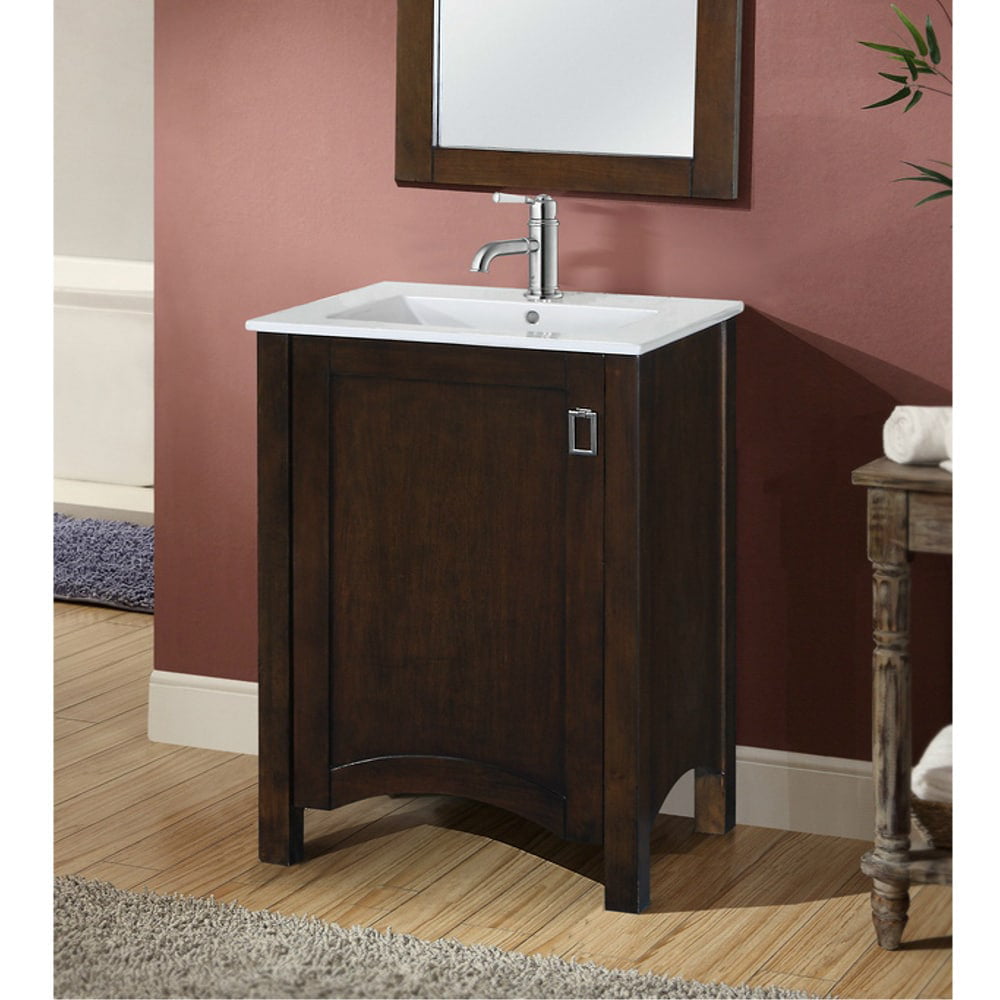 Infurniture Contemporary Style Brown 24inch Single Sink