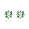 thumbnail image 3 of 14K Solid White Gold 7mm Cushion-Cut Green Quartz Studs Gemstone Earrings August Birthstone Jewelry, 3 of 10
