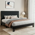 thumbnail image 3 of Sha Cerlin Queen Size Platform Bed Frame with Upholstered Velvet Headboard, Black, 3 of 9
