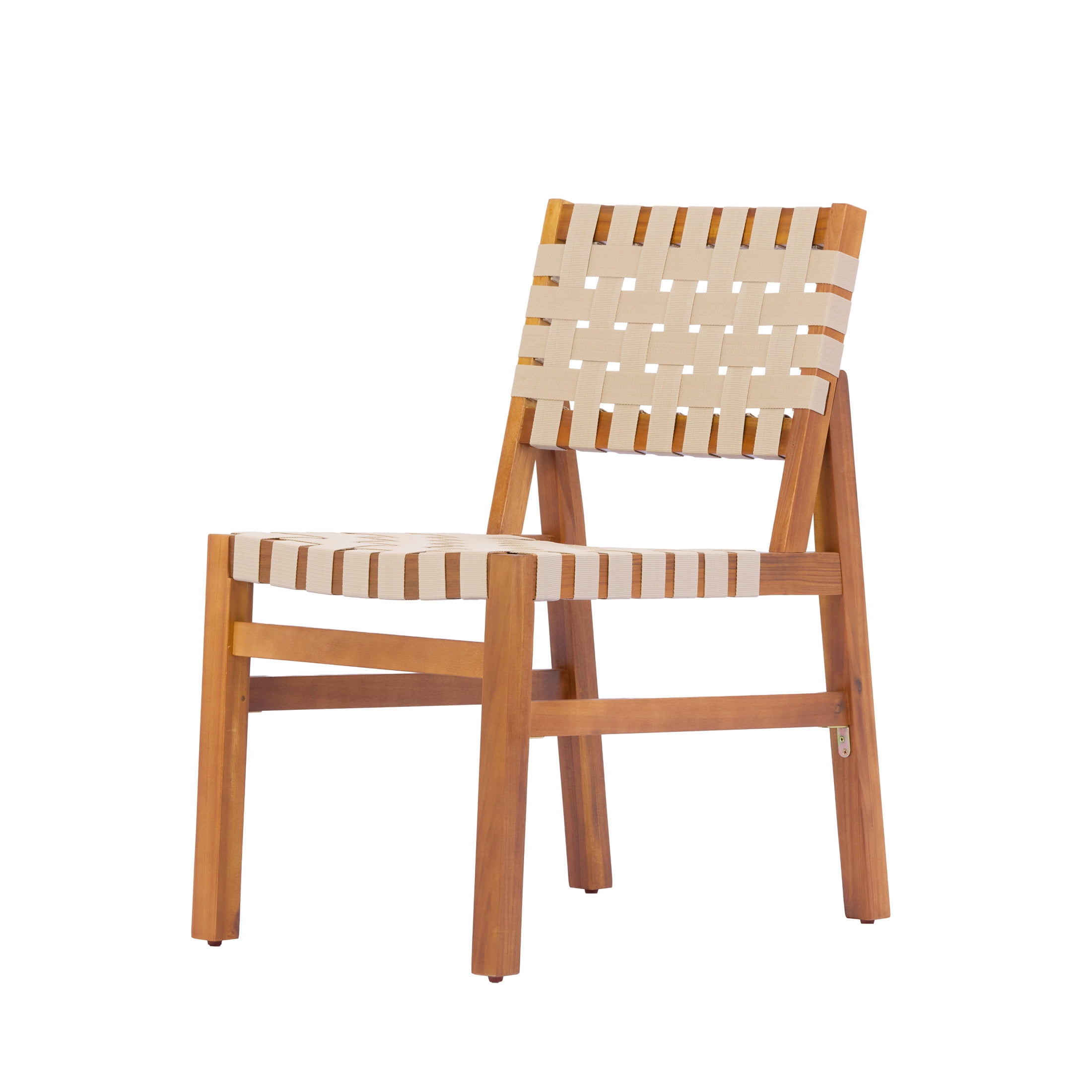 Christopher Knight Home 5-Piece Acacia Wood Patio Dining Set with Beige Rope Chairs and Slatted Table